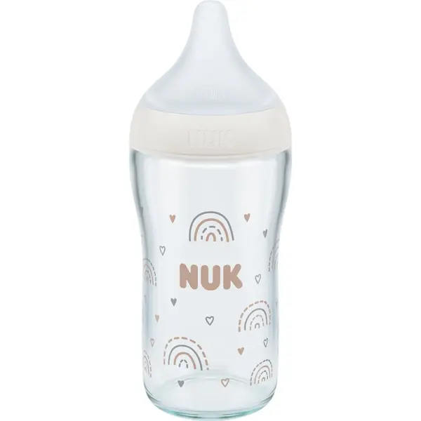 NUK NUK Perfect Match Glass Bottle staklena bočica za bebe s kontrolom temperature 3m+ 230 ml