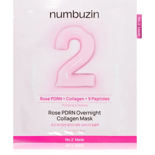Numbuzin Numbuzin No. 2 Rose PDRN OverNight Collagen Mask maska za dubinsku njegu za noć 4 kom