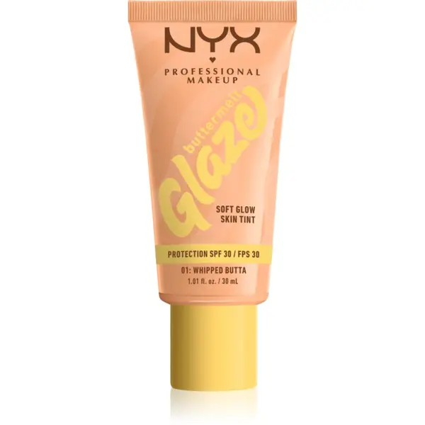 NYX Professional Makeup NYX Professional Makeup Buttermelt Glaze svjetlucavi fluid za toniranje SPF 30 nijansa 01 Whipped Butta 30 ml