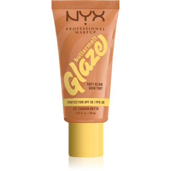 NYX Professional Makeup NYX Professional Makeup Buttermelt Glaze svjetlucavi fluid za toniranje SPF 30 nijansa 03 Cashew Butta 30 ml