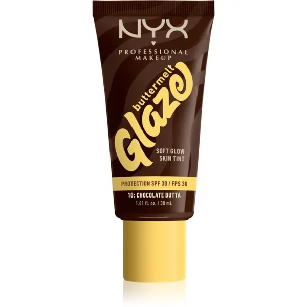 NYX Professional Makeup NYX Professional Makeup Buttermelt Glaze svjetlucavi fluid za toniranje SPF 30 nijansa 10 Chocolate Butta ml