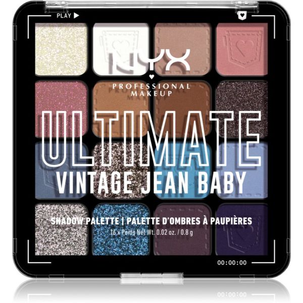 NYX Professional Makeup NYX Professional Makeup Ultimate Shadow Palette sjenilo za oči nijansa Vintage Jean Baby 16 kom