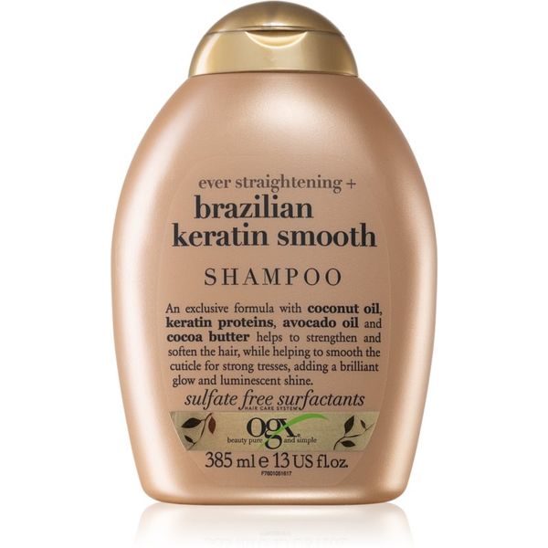 OGX OGX Brazilian Keratin Smooth šampon za zaglađivanje za sjajnu i mekanu kosu 385 ml