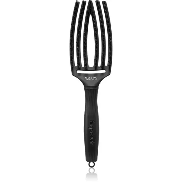 Olivia Garden Olivia Garden Fingerbrush Boar & Nylon četka za kosu s najlonskim i svinjskim čekinjama Full Black M 1 kom