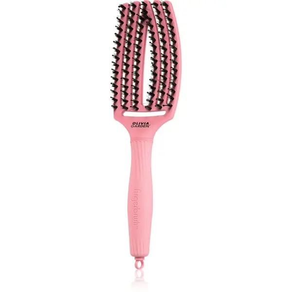 Olivia Garden Olivia Garden Fingerbrush Boar & Nylon četka za kosu s najlonskim i svinjskim čekinjama Soft Pink 1 kom