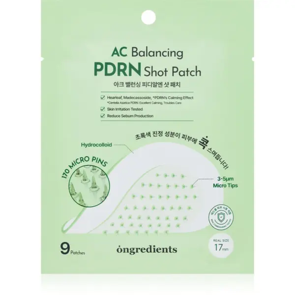 Ongredients Ongredients AC Balancing PDRN Shot Patch flasteri za problematičnu kožu lica s umirujućim djelovanjem 9 kom