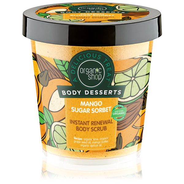 Organic Shop Organic Shop Body Desserts Mango Sugar Sorbet obnavljajući šećerni piling za tijelo 450 ml
