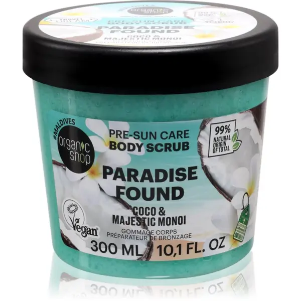 Organic Shop Organic Shop Paradise Found Coco & Majestic Monoi piling za tijelo za prekrasnu preplanulost i zdravu kožu 300 ml