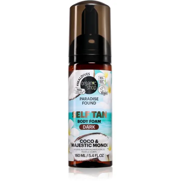 Organic Shop Organic Shop Paradise Found Coco & Majestic Monoi pjena za tijelo s učinkom samotamnjenja nijansa Dark 160 ml