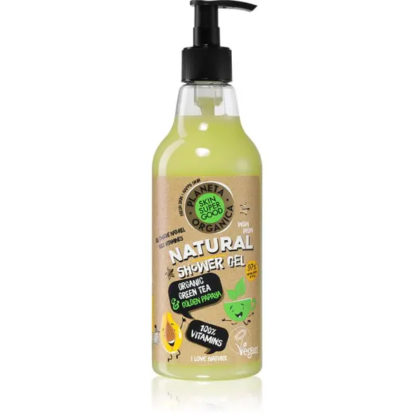 Organic Shop Organic Shop Skin Super Good Organic Green Tea & Golden Papaya prirodni gel za tuširanje s vitaminima 500 ml