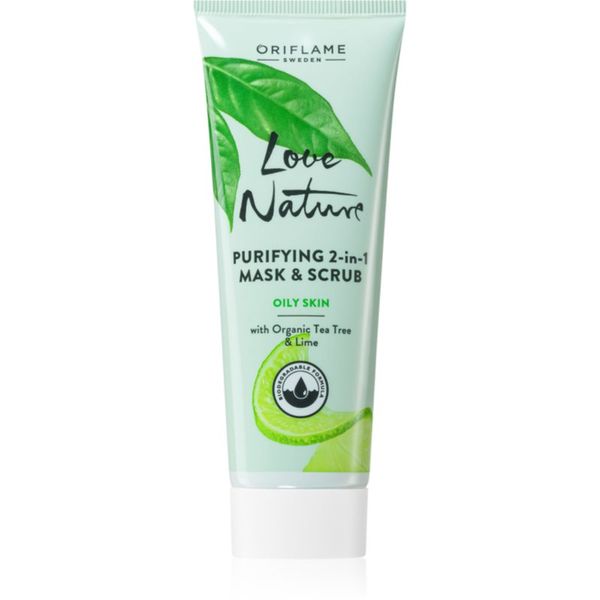 Oriflame Oriflame Love Nature Organic Tea Tree & Lime maska i piling za čišćenje za masnu kožu 75 ml