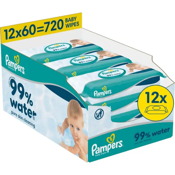 Pampers Pampers 99% Water Baby Wipes vlažne maramice za čišćenje za djecu 12x60 kom