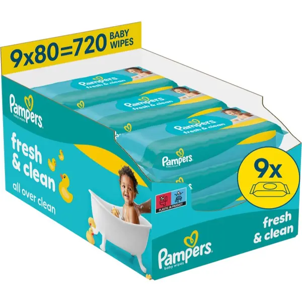 Pampers Pampers Fresh & Clean vlažne maramice za čišćenje za djecu 9x80 kom