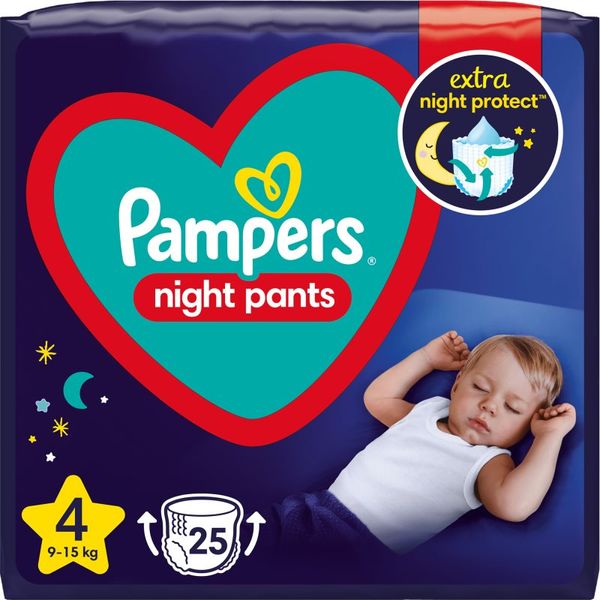 Pampers Pampers Night Pants Size 4 jednokratne pelene-gaćice za noć 9-15 kg 25 kom