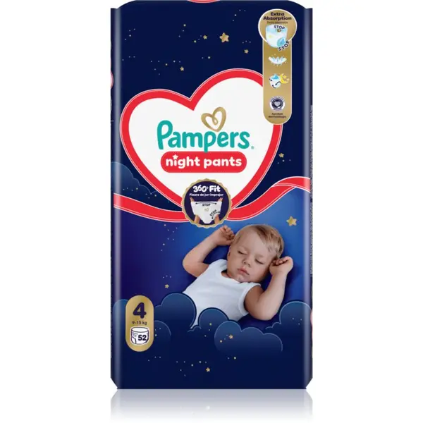 Pampers Pampers Night Pants Size 4 jednokratne pelene-gaćice za noć 9-15 kg 52 kom