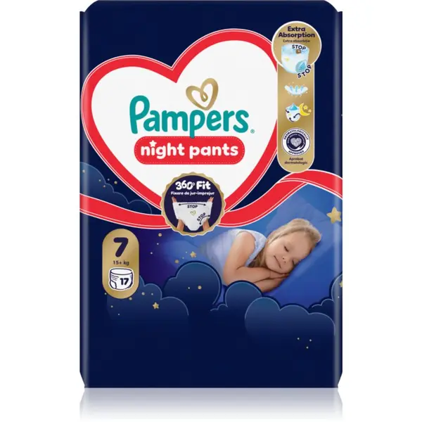 Pampers Pampers Night Pants Size 7 jednokratne pelene-gaćice za noć 15+ kg 17 kom