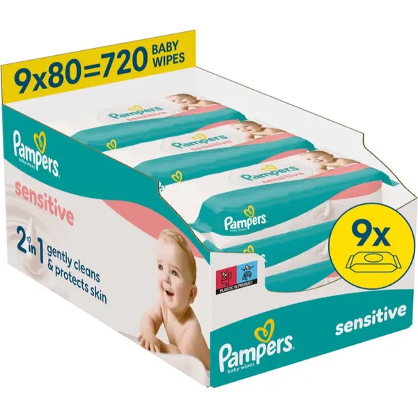 Pampers Pampers Sensitive Baby Wipes vlažne maramice za čišćenje za djecu 9x80 kom