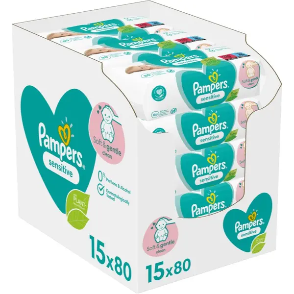 Pampers Pampers Sensitive vlažne maramice za djecu za osjetljivu kožu 15x80 kom