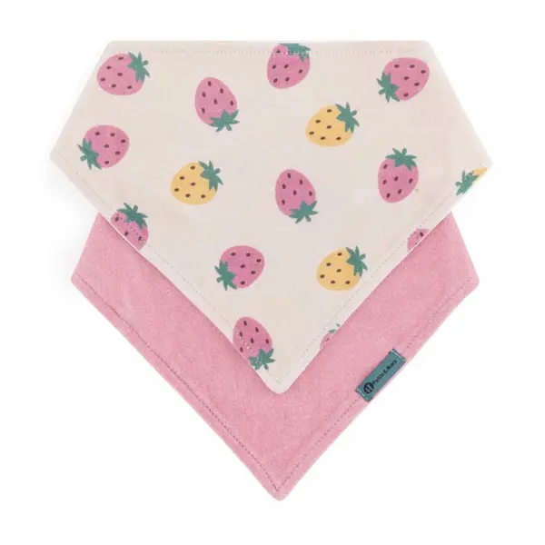 Petite&Mars Petite&Mars Bandana Luke 3m+ podbradnik Beige Strawberies&Dusty Rose 2 kom