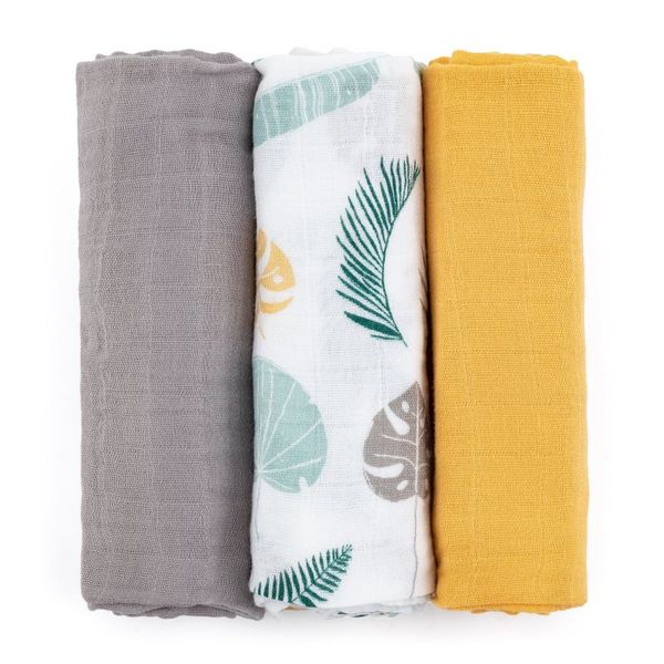 Petite&Mars Petite&Mars Moussy platnene pelene Ochre Leaves 68 x 68 cm 3 kom