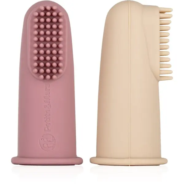 Petite&Mars Petite&Mars Take&Match 0m+ dječja četkica za zube na prst s etuijem Rose&Sand 2 kom