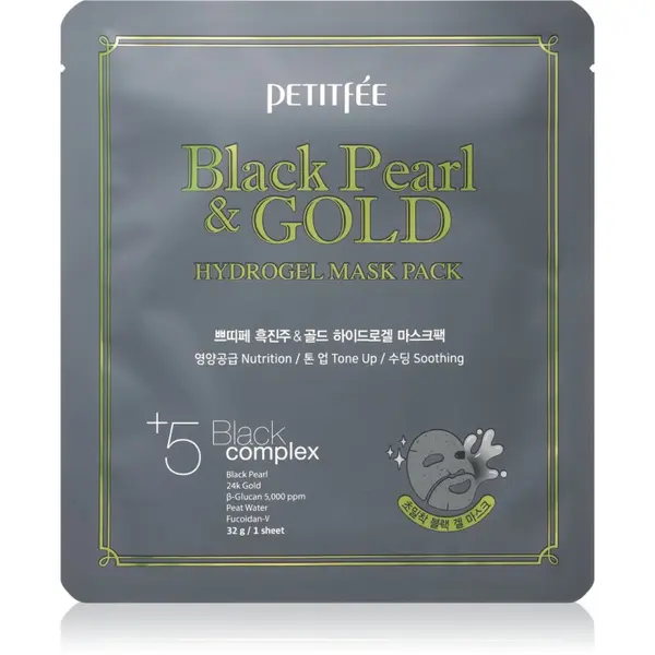 Petitfée Petitfée Black Pearl & Gold intenzivna hidrogel maska s 24-karatnim zlatom 32 g