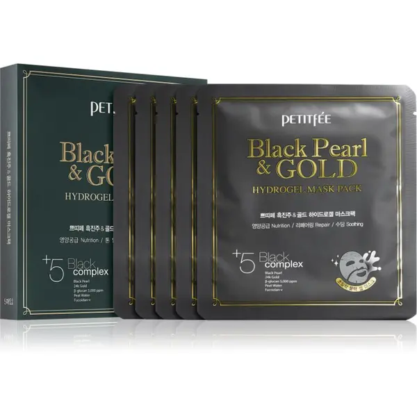 Petitfée Petitfée Black Pearl & Gold intenzivna hidrogel maska s 24-karatnim zlatom 5x32 g