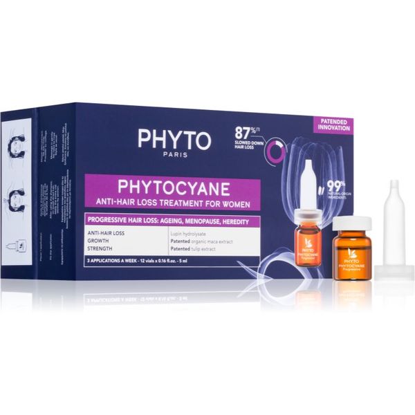 Phyto Phyto Phytocyane Anti-Hair Loss Treatment For Women ciljana njega protiv opadanja kose za žene 12x5 ml