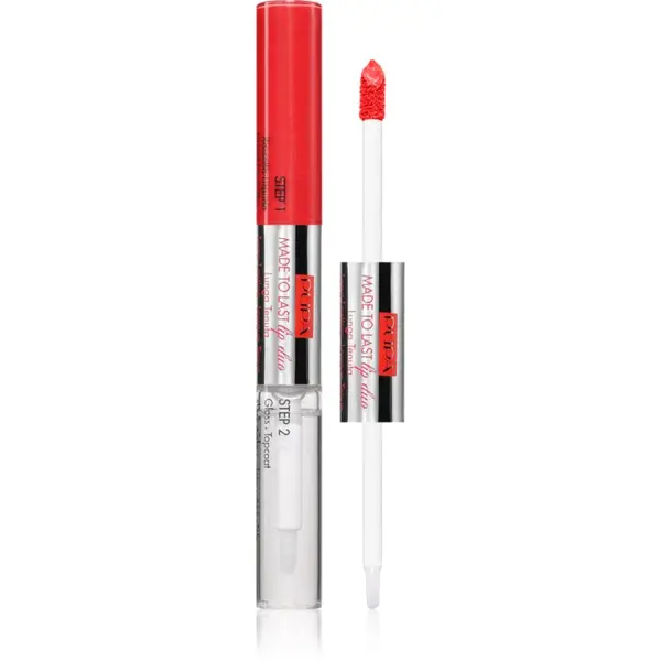 PUPA Milano PUPA Milano Made to Last Lip Duo dugotrajni tekući ruž za usne sa sjajem nijansa 001 - Hot Coral 2x4 ml