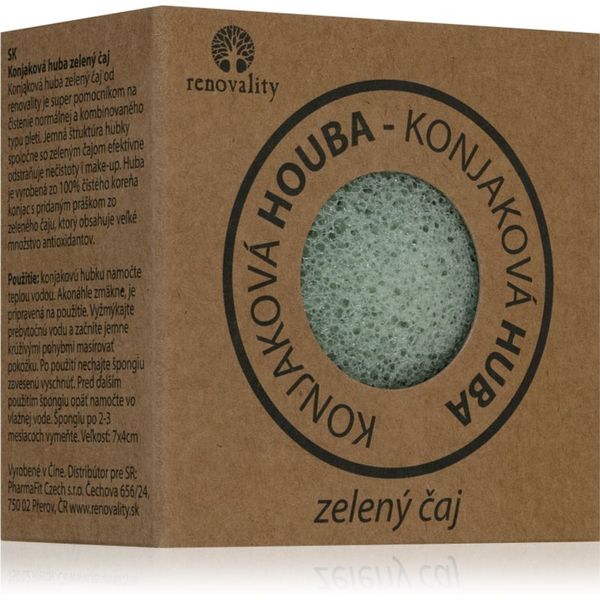 Renovality Renovality Konjac mushroom green tea spužvica za čišćenje za normalnu i mješovitu kožu lica 7x4 cm