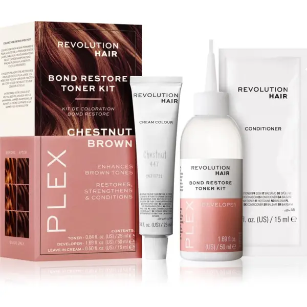 Revolution Haircare Revolution Haircare Plex Bond Restore Kit set za naglašavanje boje kose nijansa Chestnut Brown 1 kom