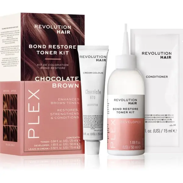 Revolution Haircare Revolution Haircare Plex Bond Restore Kit set za naglašavanje boje kose nijansa Chocolate Brown 1 kom