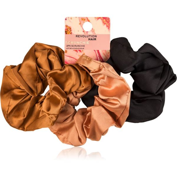 Revolution Haircare Revolution Haircare Satin Scrunchie gumice za kosu nijansa Black/Blush/Nude 3 kom