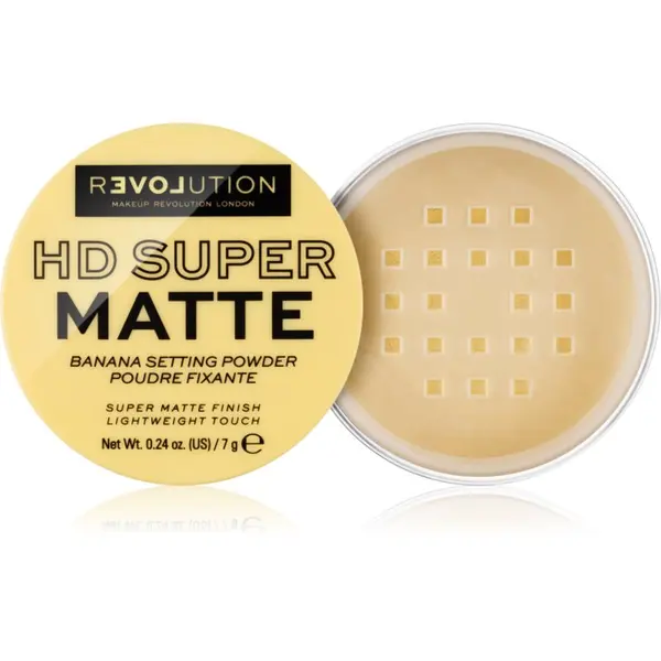 Revolution Relove Revolution Relove HD Super Matte prozirni puder za učvršćivanje s mat efektom nijansa Banana 7 g