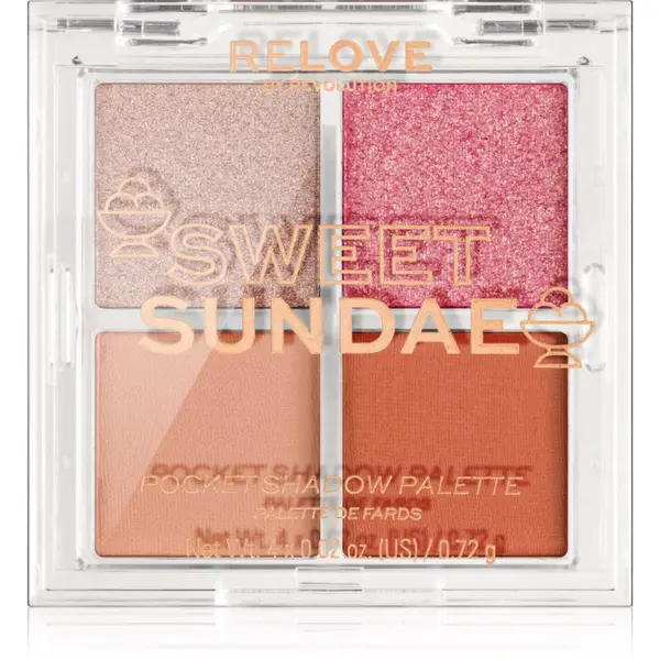 Revolution Relove Revolution Relove Pocket Palette paleta sjenila za oči nijansa Sweet Sundae 4x0.72 g