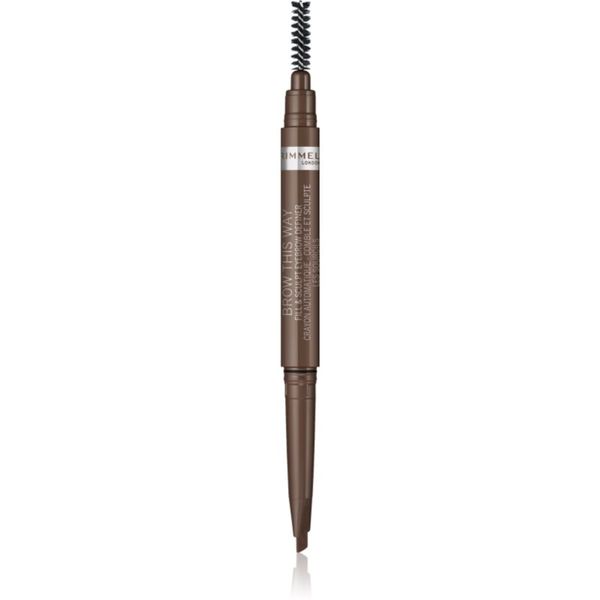 Rimmel Rimmel Brow This Way olovka za obrve sa četkicom 2 u 1 nijansa 002 Medium Brown 0,25 g