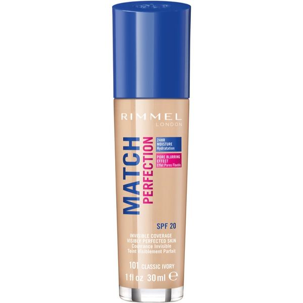 Rimmel Rimmel Match Perfection tekući puder SPF 20 nijansa 101 Classic Ivory 30 ml
