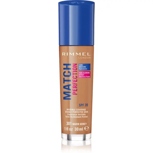 Rimmel Rimmel Match Perfection tekući puder SPF 20 nijansa 301 Warm Honey 30 ml