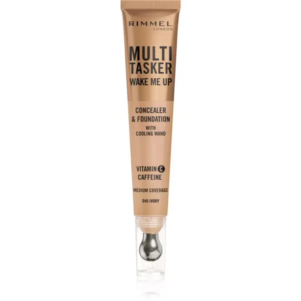 Rimmel Rimmel Multi-Tasker Wake Me Up tekući puder i korektor za sjaj lica nijansa 40 Ivory 20 ml
