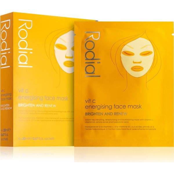 Rodial Rodial Vit C Energising Face Mask Sheet maska za posvjetljivanje i vitalnost lica s vitaminom C 4 x 20 ml