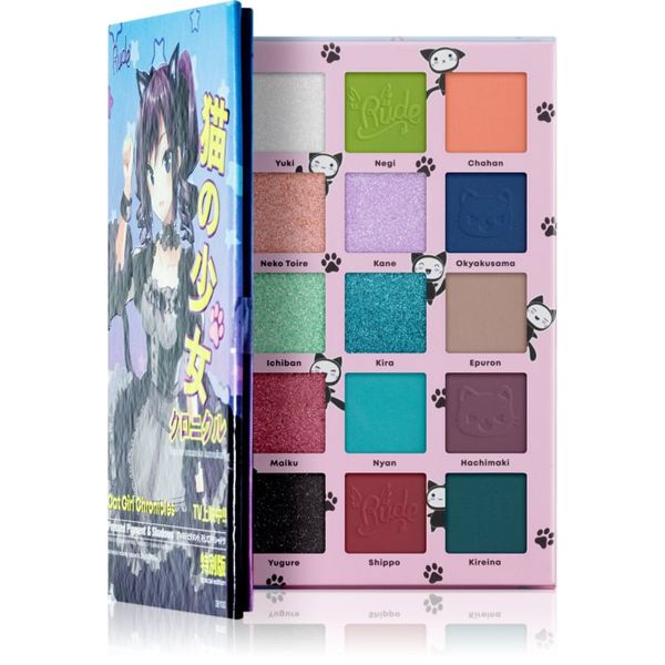 Rude Cosmetics Rude Cosmetics Manga Collection Pigments & Shadows Palette paleta sjenila za oči nijansa Cat Girl Chronicles 22 g