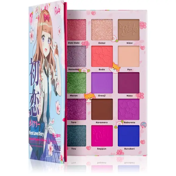 Rude Cosmetics Rude Cosmetics Manga Collection Pigments & Shadows Palette paleta sjenila za oči nijansa First Love Diary 22 g