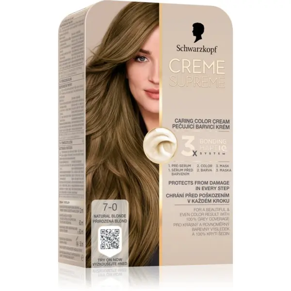 Schwarzkopf Schwarzkopf Creme Supreme trajna boja za kosu nijansa 7-0 Natural Blonde 60 ml