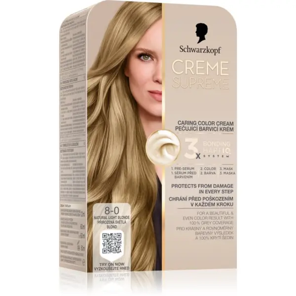 Schwarzkopf Schwarzkopf Creme Supreme trajna boja za kosu nijansa 8-0 Natural Light Blonde 60 ml