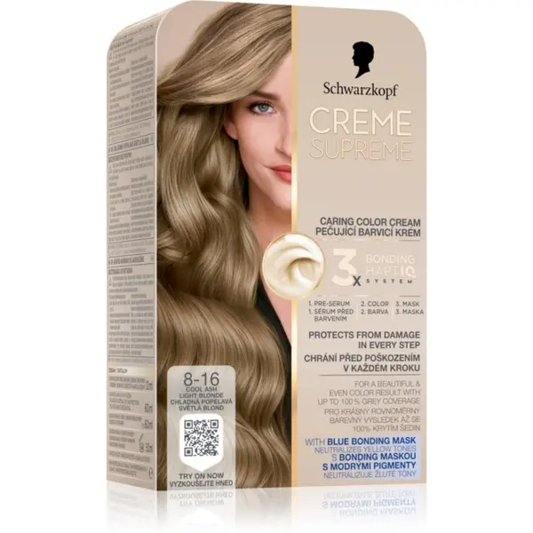 Schwarzkopf Schwarzkopf Creme Supreme trajna boja za kosu nijansa 8-16 Cool Ash Light Blonde 60 ml