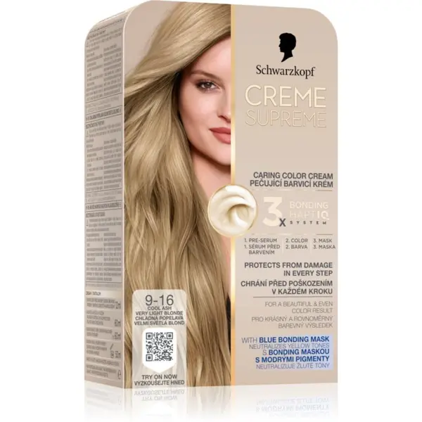 Schwarzkopf Schwarzkopf Creme Supreme trajna boja za kosu nijansa 9-16 Cool Ash Very Light Blonde 60 ml