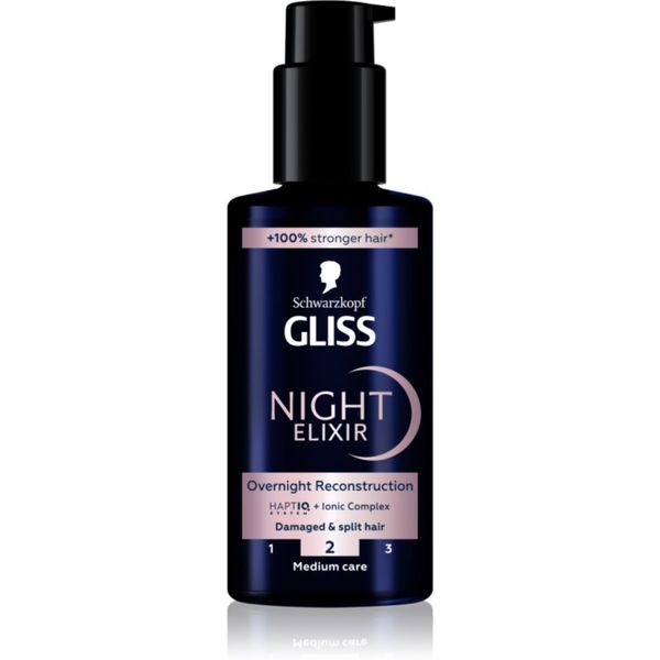 Schwarzkopf Schwarzkopf Gliss Night Elixir eliksir bez ispiranja za ispucale vrhove kose 100 ml