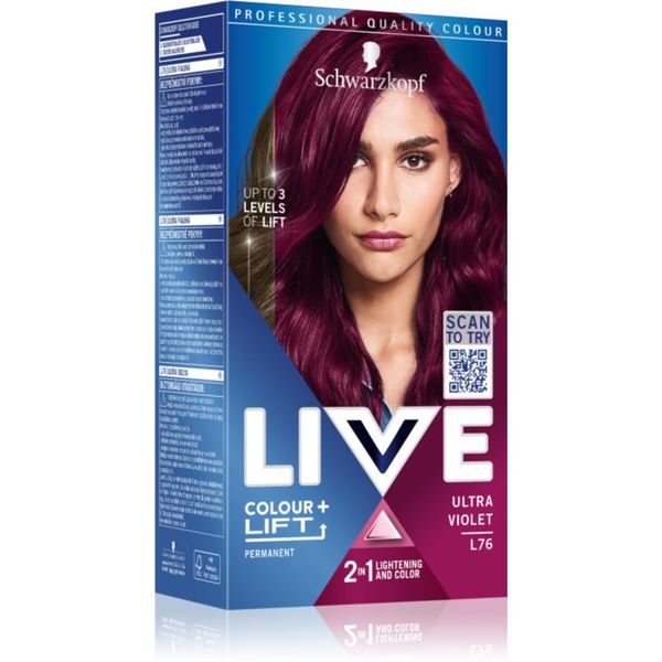 Schwarzkopf Schwarzkopf LIVE Colour + Lift trajna boja za kosu nijansa L76 Ultra Violet 1 kom