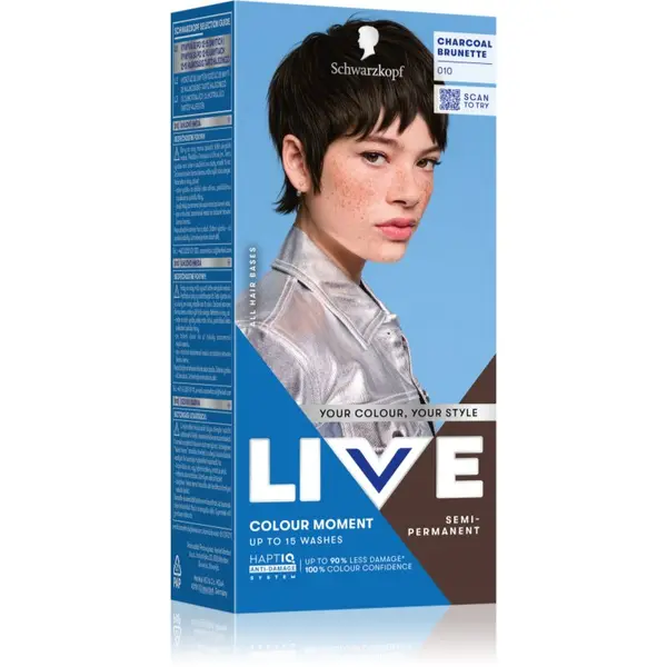 Schwarzkopf Schwarzkopf LIVE Colour Moment polutrajna boja za kosu nijansa 010 Charcoal Brunette 50 ml