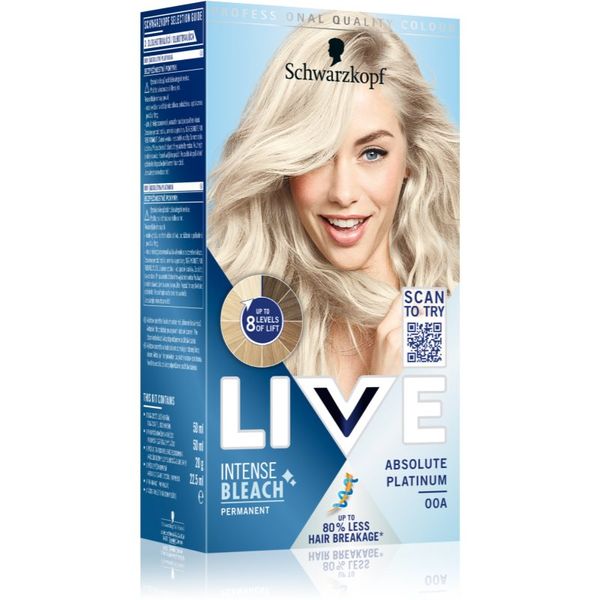 Schwarzkopf Schwarzkopf LIVE Intense Bleach odstranjivač boje za kosu 00A Absolute Platinum 1 kom